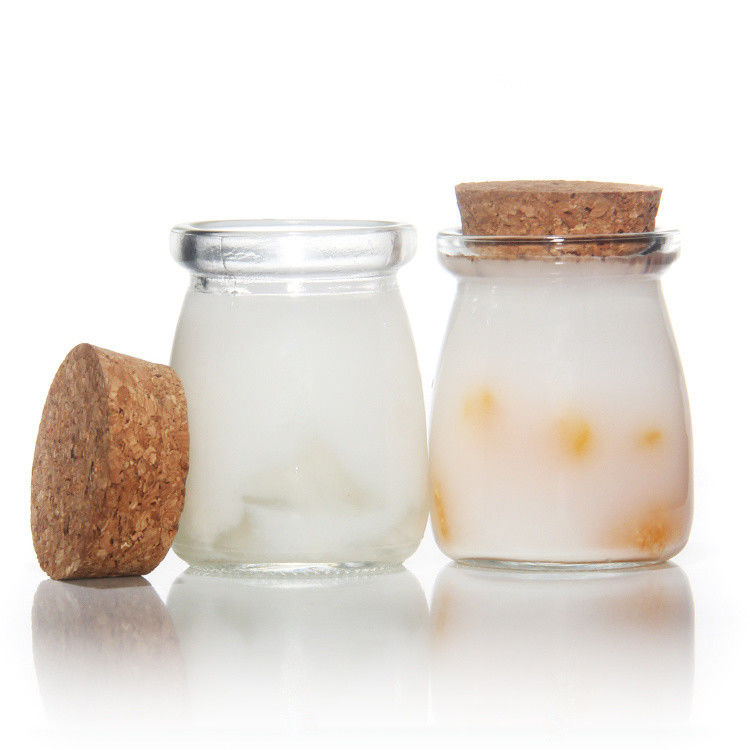 8 oz lege glas yoghurt fles pudding pot en verse melk fles met kurk deksel