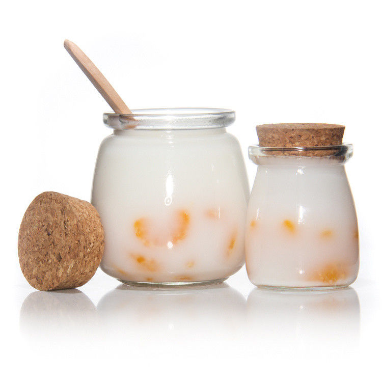 8 oz lege glas yoghurt fles pudding pot en verse melk fles met kurk deksel