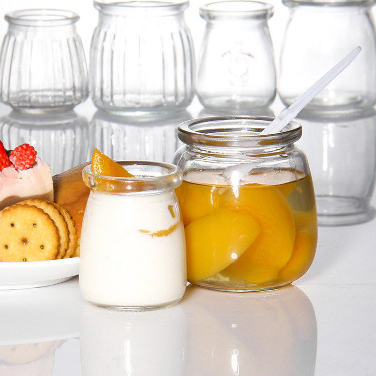 Custom 100ml glas yoghurt fles pudding pot Jelly Mousse dessert kopje en verse melk fles met plastic deksel