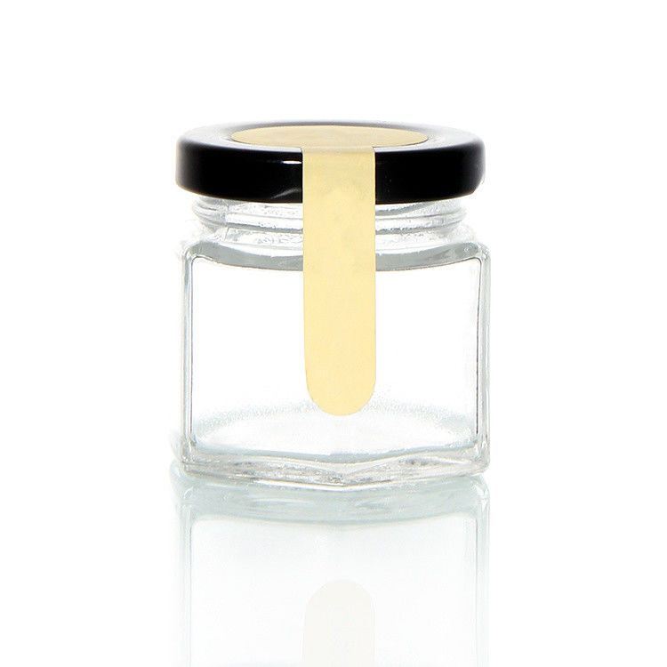 Custom Logo 100 ml 180 ml 280 ml 380 ml Jam Sauce Opberging Glasflessen Helder Zeshoekig Glas Honingpot