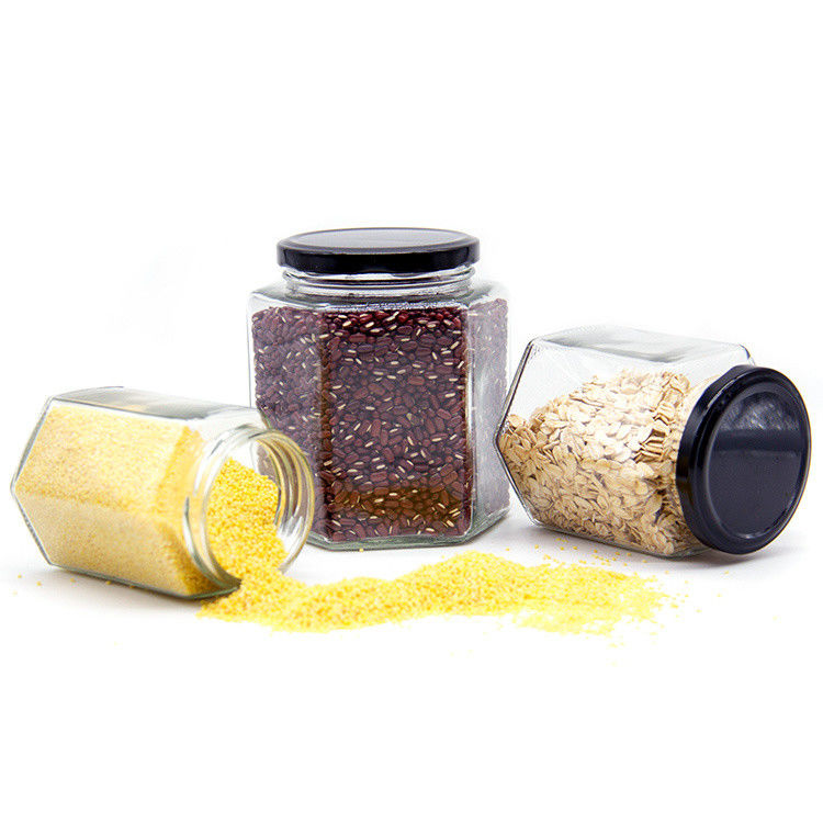 300 ml 200 ml 100 ml Groothandel Hexagon Glas Mason Jar Jam Jar Honing Jar Met Metalen Schroef Deksel