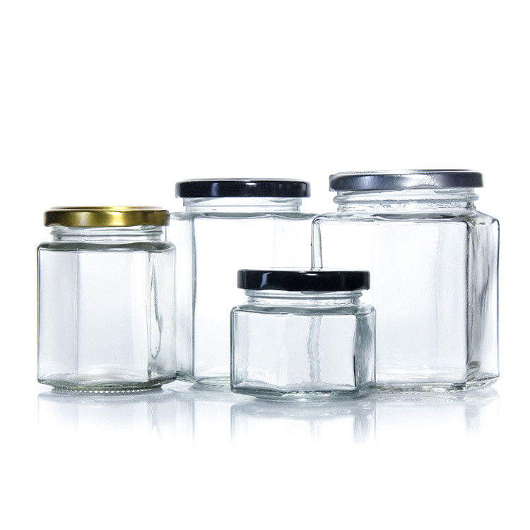 Low Moq 100ml 150ml 200ml lege honing glaspotten met gouden deksel met deksel