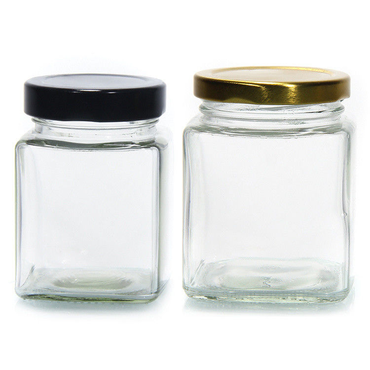 Topkwaliteit Vierkante 180 Ml 280 Ml 380 Ml 500 Ml 730 Ml Glasopslagpot Met Blik