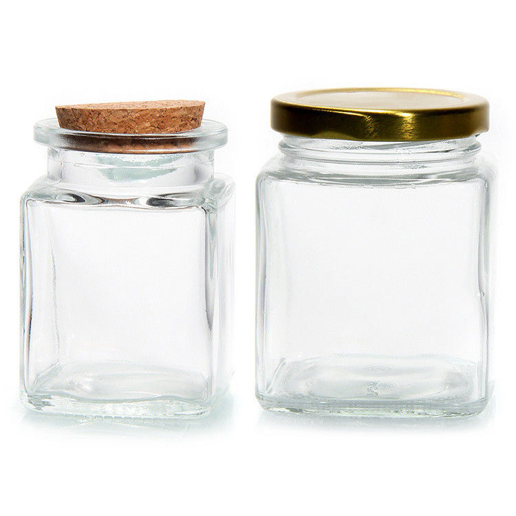 Topkwaliteit Vierkante 180 Ml 280 Ml 380 Ml 500 Ml 730 Ml Glasopslagpot Met Blik