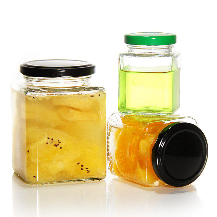 Topkwaliteit Vierkante 180 Ml 280 Ml 380 Ml 500 Ml 730 Ml Glasopslagpot Met Blik