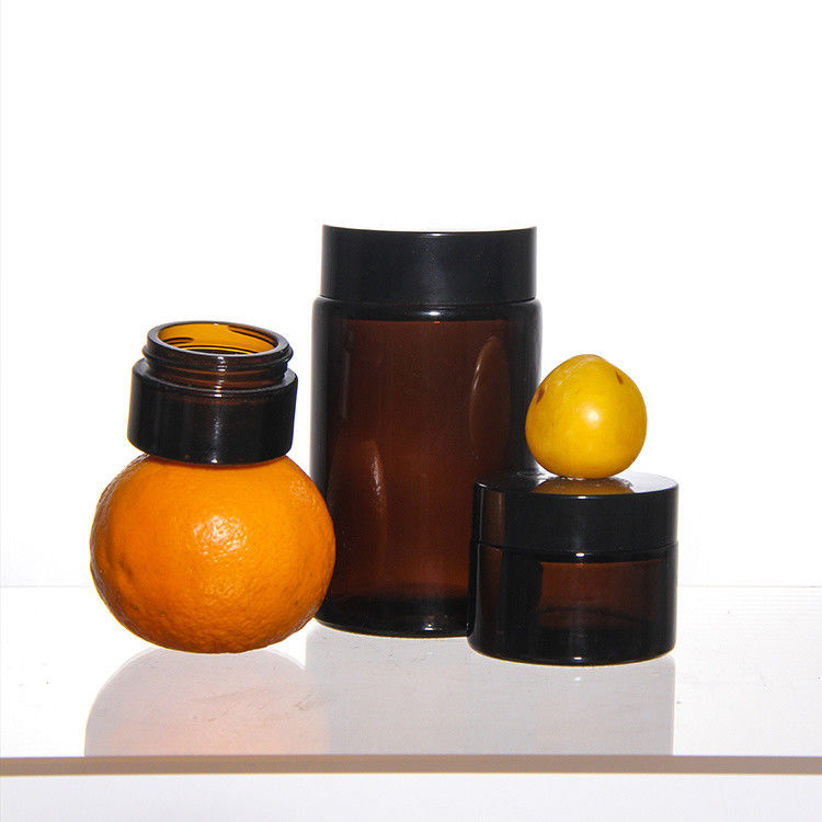ODM gekleurde cosmetica glazen crème potten met gouden acacia deksel