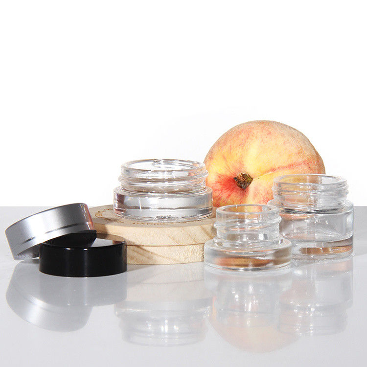 ODM gekleurde cosmetica glazen crème potten met gouden acacia deksel