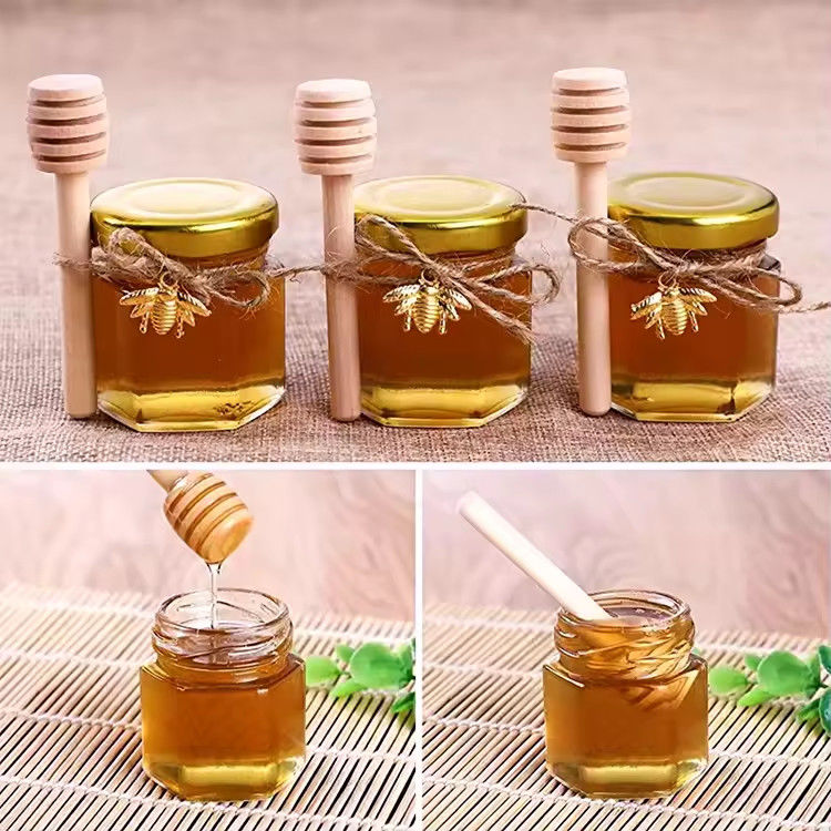 Custom Label Hexagon Shape 100ml 180ml 380ml Honing Glas Jar Voor Olijven Fruit Jam