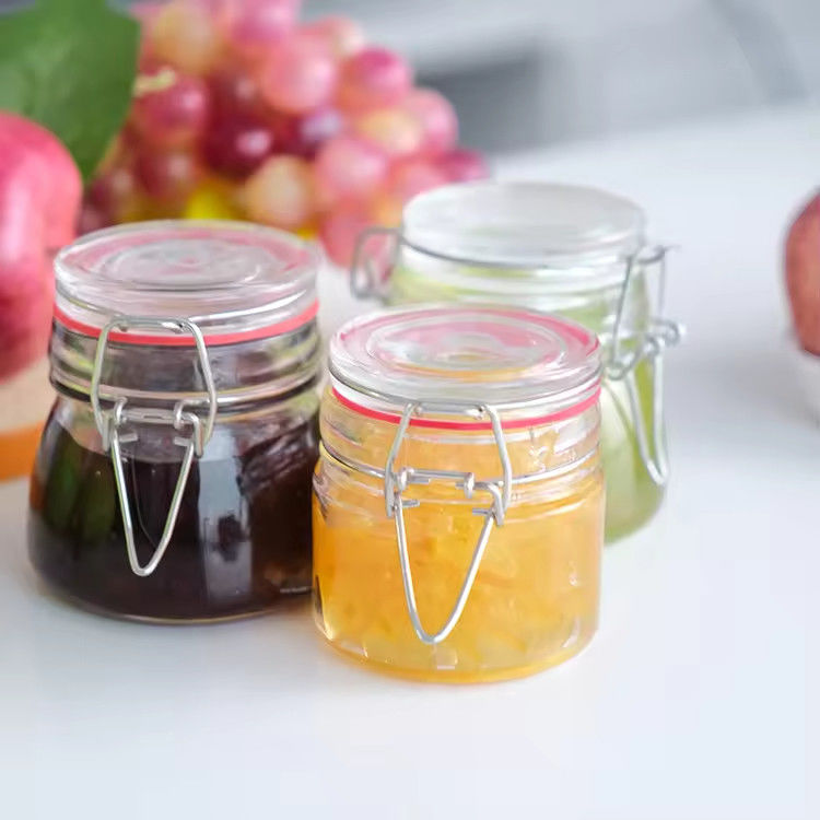 Populair Groothandel 100ml 180ml 280ml Food Grade Ronde Honing Glas Jar Met Clip Cover