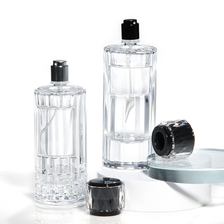 Custom Logo Elegance Gesneden Decor Leeg 50ml Glasfles Luxe Parfumfles