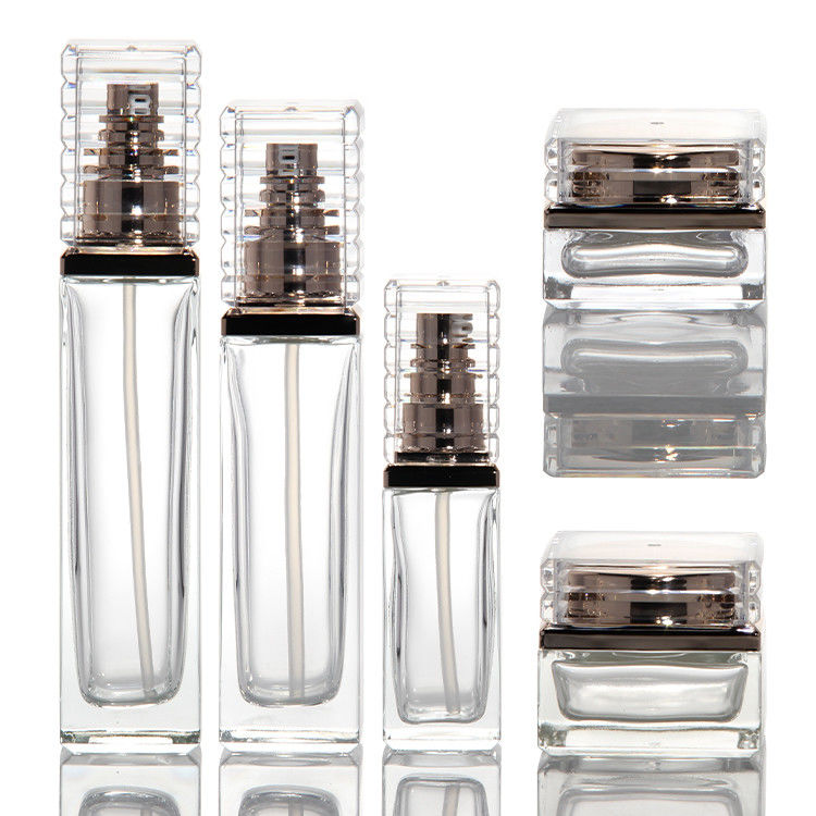 30 ml 50 ml 80 ml 100 ml doorzichtige glazen pompfles voor serum essentiële olie parfum lotion