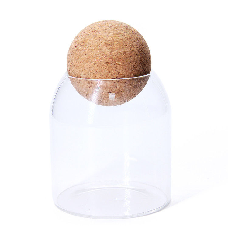 Gepersonaliseerde 500 ml luchtdichte hoge borosilicaat pot met kurk deksel