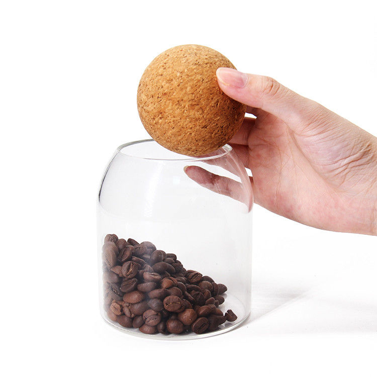 Gepersonaliseerde 500 ml luchtdichte hoge borosilicaat pot met kurk deksel