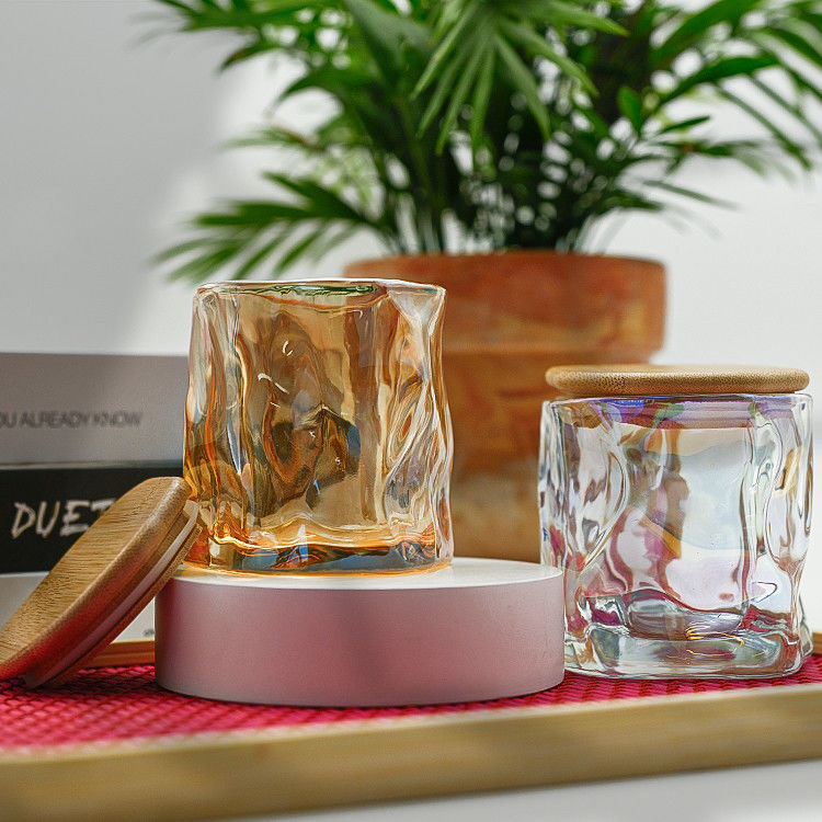 Custom Luxury Design Metalen kant Dekoratie Kaarshouder Rozen Goud Geurige Kaars Jar Glas