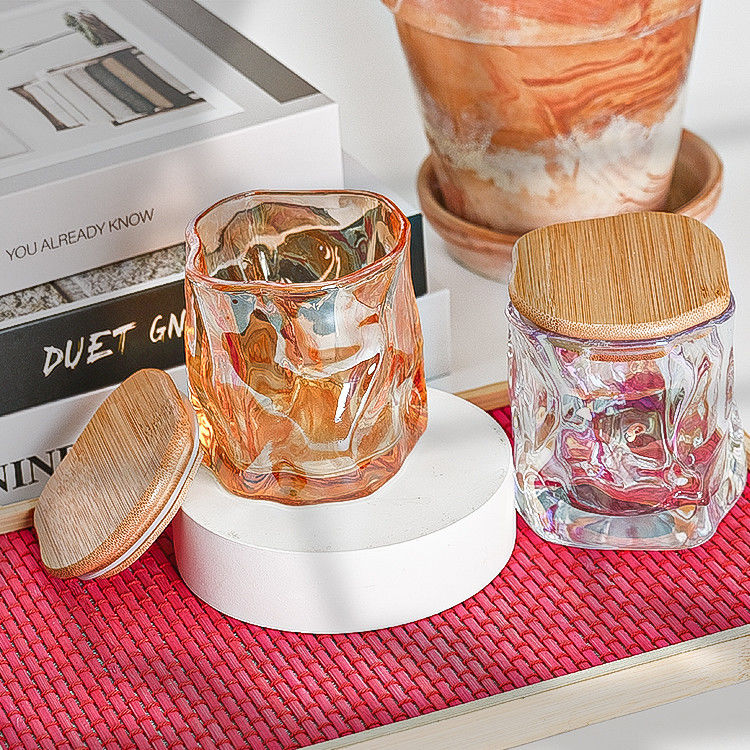Custom Luxury Design Metalen kant Dekoratie Kaarshouder Rozen Goud Geurige Kaars Jar Glas