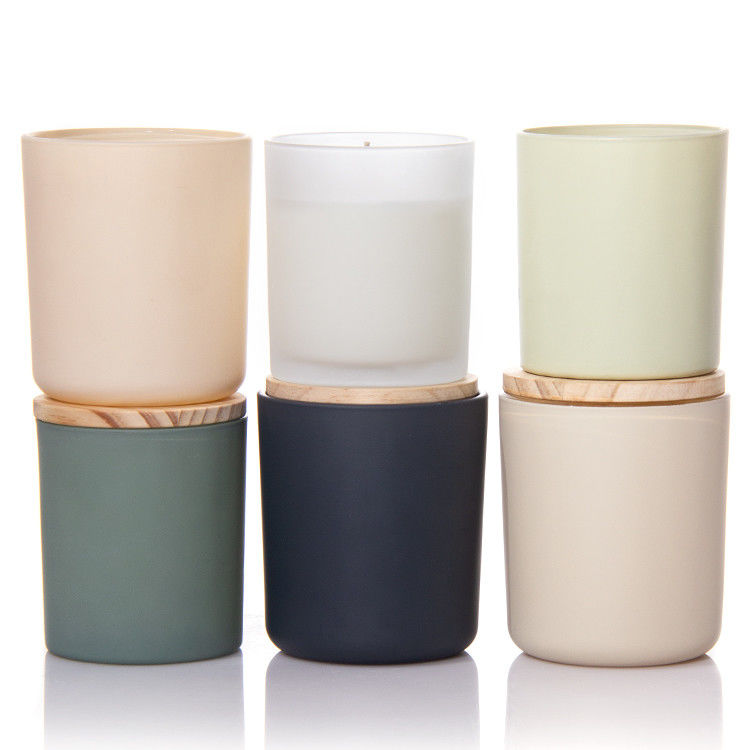 Luxe Custom 8oz 10oz 14oz Frosted Clear Matte Wit Zwart Kleur Container Glas Kaars Jar