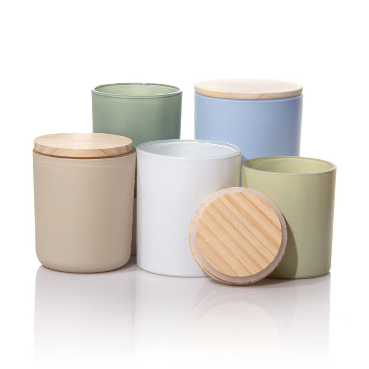 Luxe Custom 8oz 10oz 14oz Frosted Clear Matte Wit Zwart Kleur Container Glas Kaars Jar
