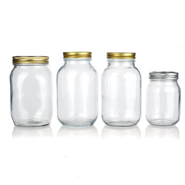 Custom Design 8 oz 16 oz voedselopslagcontainer Glas Mason Jar met deksels