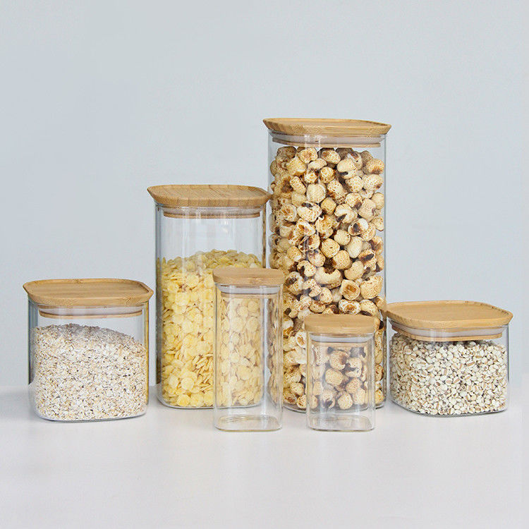 Op maat gemaakte vierkant 370ml 500ml 730ml Honingopslag Glas Voedsel Jar Jar Voor opslag