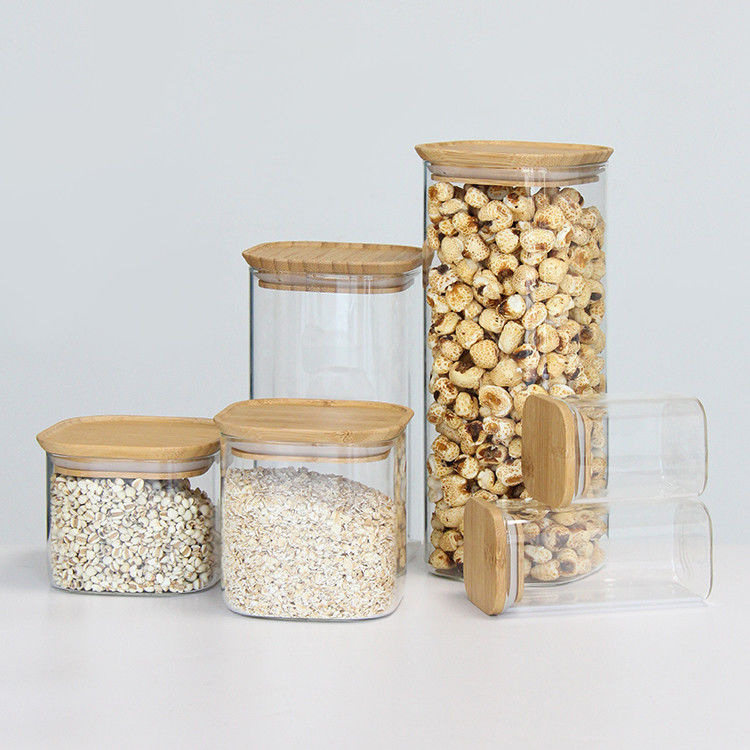 Op maat gemaakte vierkant 370ml 500ml 730ml Honingopslag Glas Voedsel Jar Jar Voor opslag