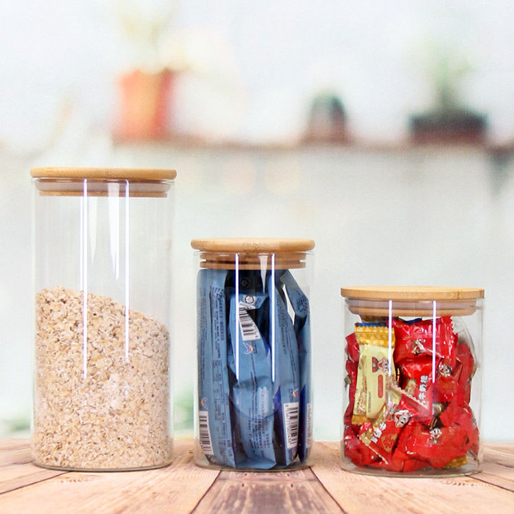 Veel verschillende maten glas borosilicaat lege opslagpot schroefdraad glazen potten met schroef deksel