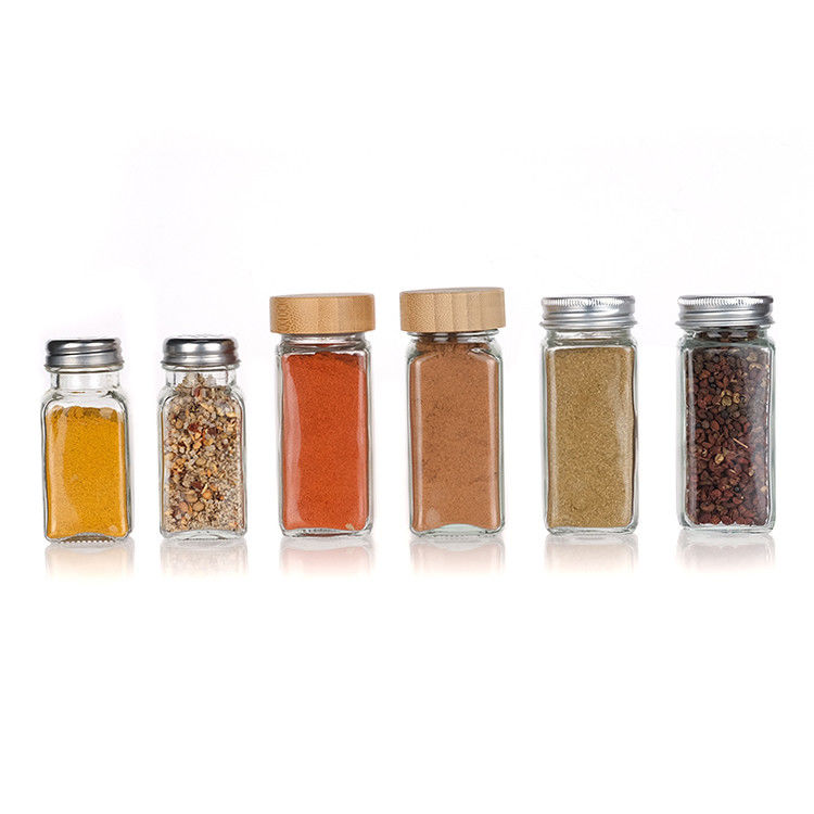 120 ml 90 ml glazen kruidenpotten met shaker giet deksel vierkant 4 oz kruidenpot voor de keuken