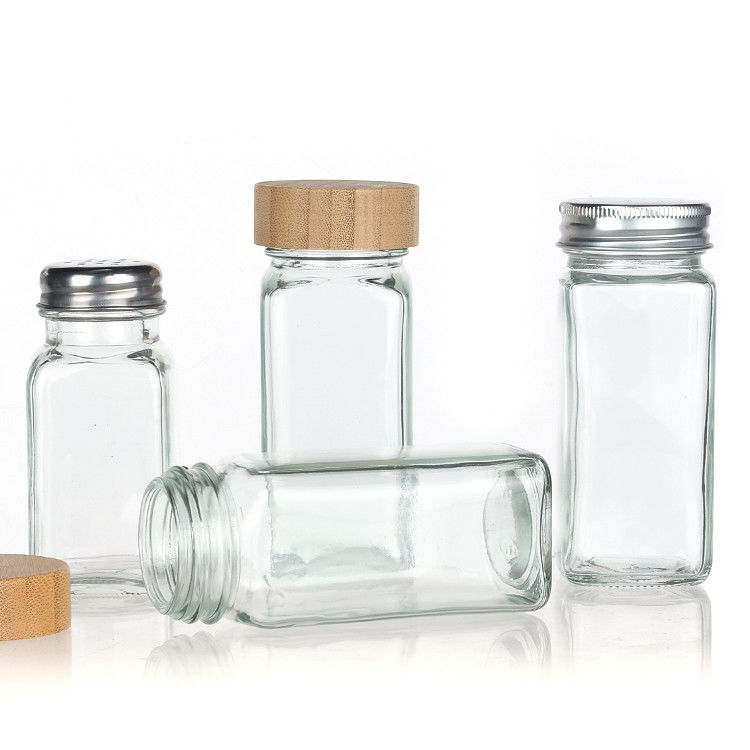 Keuken Huishoudelijk Ruimte opslag potten 4 oz kruiden fles Glas kruiden pot met verschillende deksel