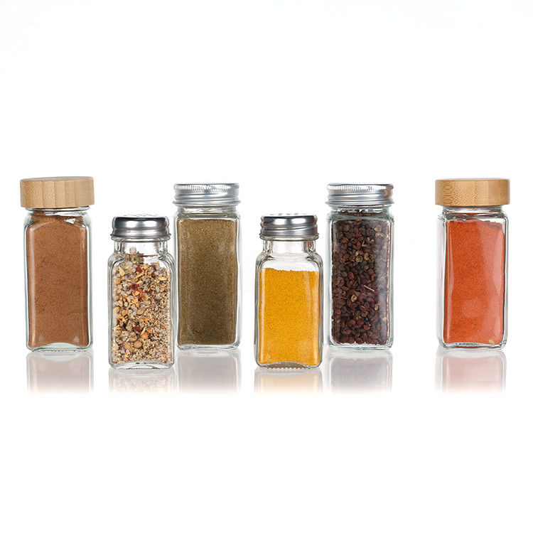 Oem Leeg Duidelijk 120ml Vierkant Peper Glas Fles 4oz Spice Jar Met Shaker Voor Keuken Bbq