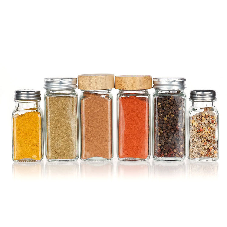 Oem Leeg Duidelijk 120ml Vierkant Peper Glas Fles 4oz Spice Jar Met Shaker Voor Keuken Bbq