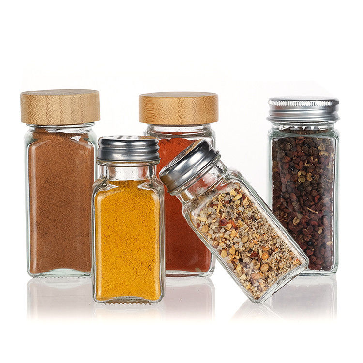 Oem Leeg Duidelijk 120ml Vierkant Peper Glas Fles 4oz Spice Jar Met Shaker Voor Keuken Bbq