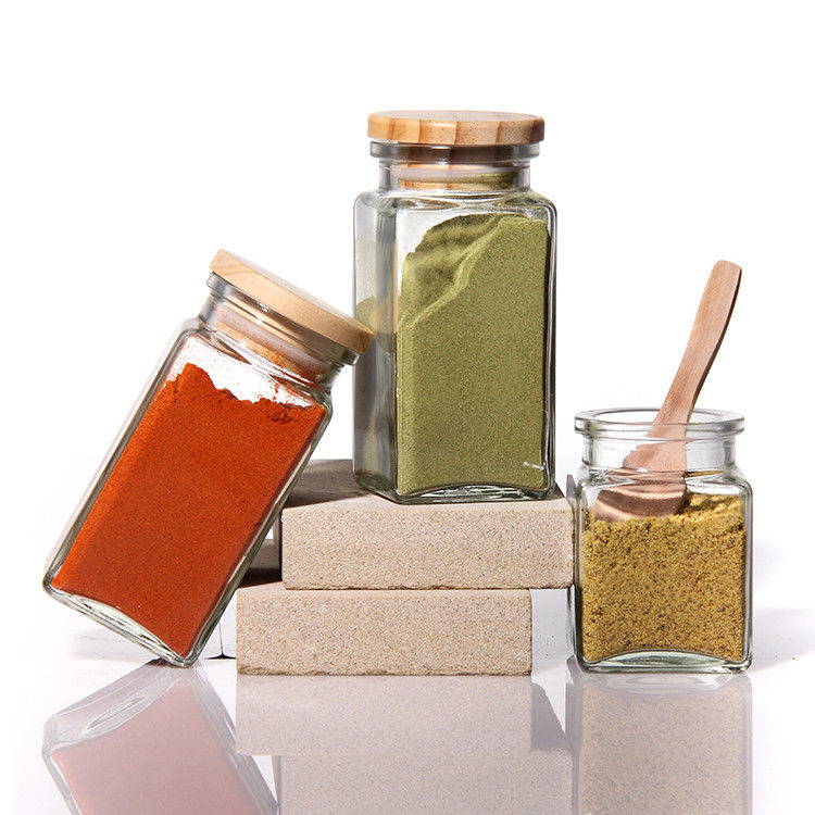 Leeg kruidencontainer Peper Shaker 100 ml glazen kruidenpot Zoutflessen met bamboe deksel