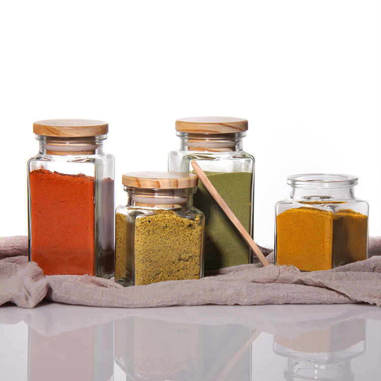 4 oz Spice flessen lege glazen pot met etiketten Kruiden organisator potten met bamboe deksel