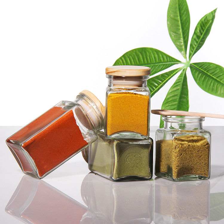 4 oz Spice flessen lege glazen pot met etiketten Kruiden organisator potten met bamboe deksel