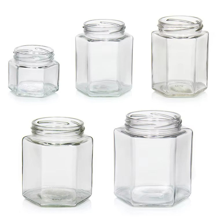 Hoogwaardige 2 oz 3 oz doorzichtige ronde heldere glazen honingpotten voor honing met kleurdeksel