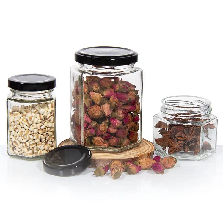 Hoogwaardige 2 oz 3 oz doorzichtige ronde heldere glazen honingpotten voor honing met kleurdeksel