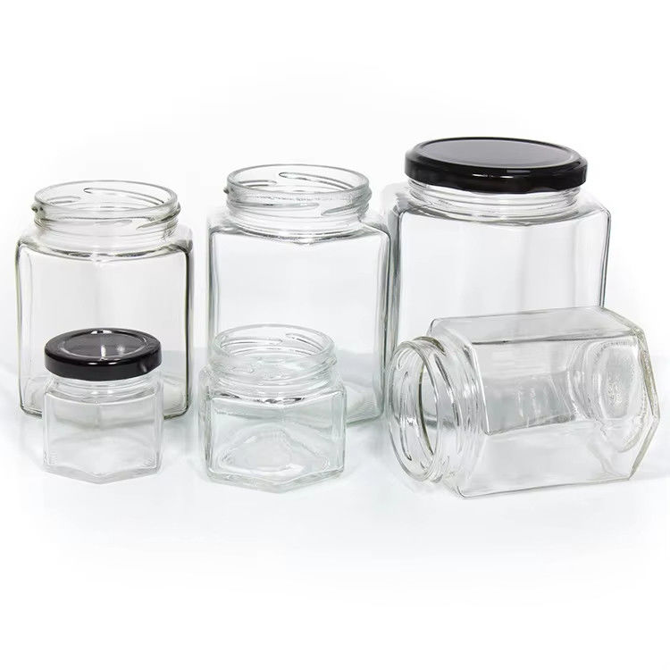 Hoogwaardige 2 oz 3 oz doorzichtige ronde heldere glazen honingpotten voor honing met kleurdeksel
