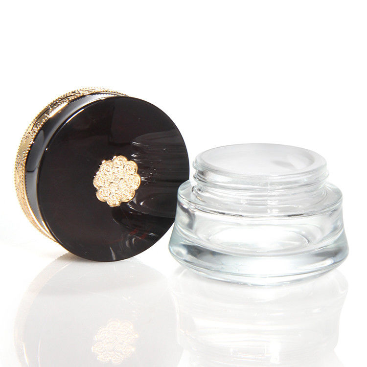 Cosmetica Gezichtscrème Glaspot 50ml En Glasverpakking Ronde Bevroren Glasfles Kwaliteit Op maat 5g 10g 15g