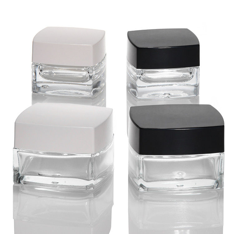 Lege cosmetische fles Verpakking 30 ml 50 ml 100 ml Mat glas huidverzorgingscrème pot met zwart-wit deksel