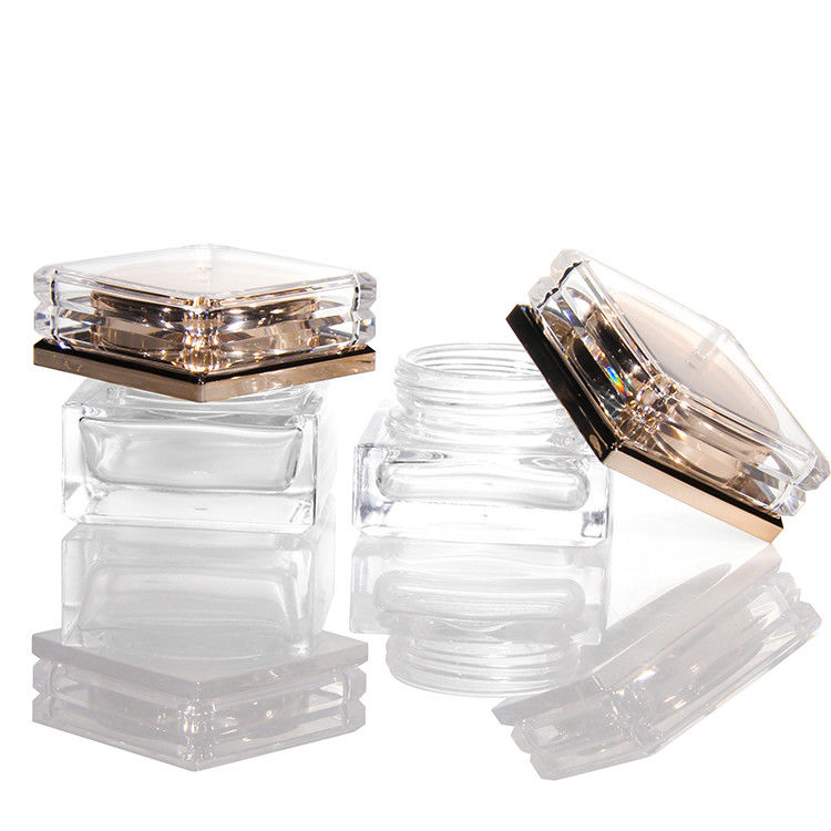 Persoonlijke lege glazen fles met deksel van rozengoud 5 ml-50 ml luxe gezichtslotion cosmetische containers
