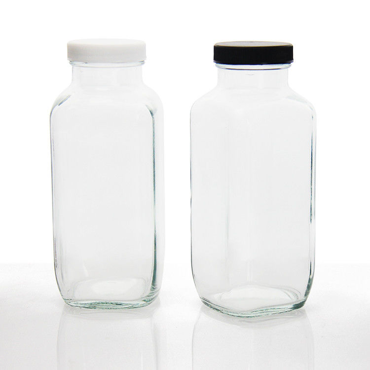 Glasflessen voor sap vierkante glasflessen voor sap met kap tegen manipulatie