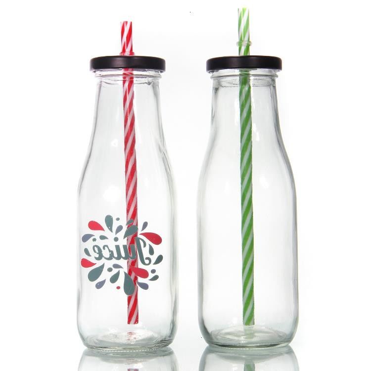 Loodvrije Franse ronde 25 oz 32 oz glazen verse melkflessen voor ijsdranken