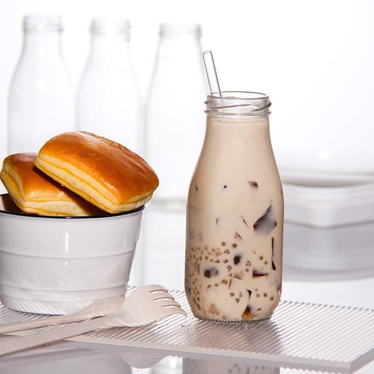 Loodvrije Franse ronde 25 oz 32 oz glazen verse melkflessen voor ijsdranken