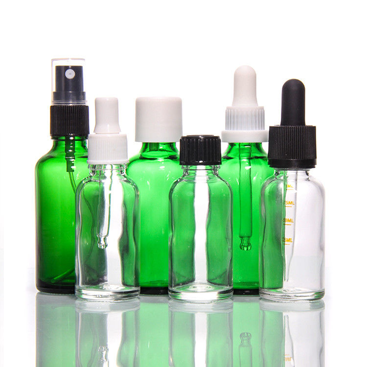 Luxe 1 oz 2 oz 20 ml 30 ml 50 ml Cosmetische lege platte schouder Serum essentiële olie glas dropper fles