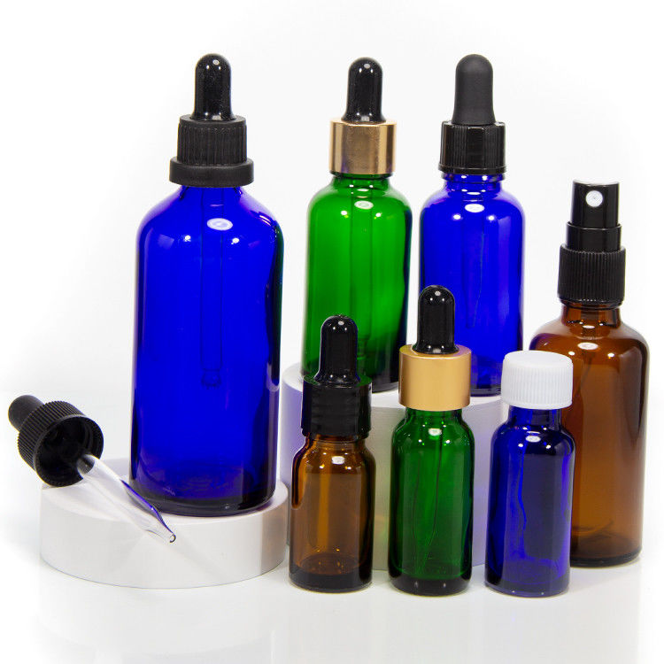 Luxe 1 oz 2 oz 20 ml 30 ml 50 ml Cosmetische lege platte schouder Serum essentiële olie glas dropper fles