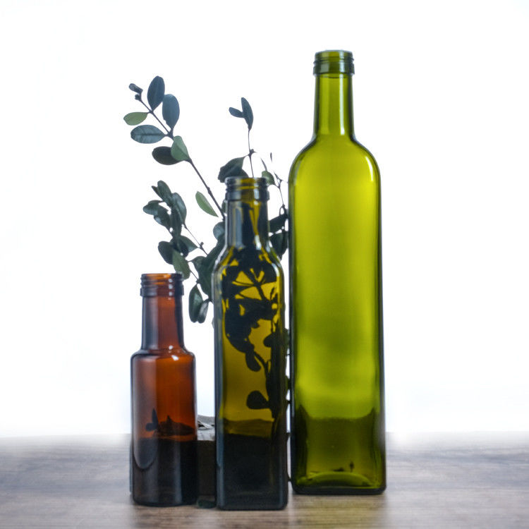 500 ml 750 ml vierkant platte olijfolie glazen flessen met kurk of schroefdeksel