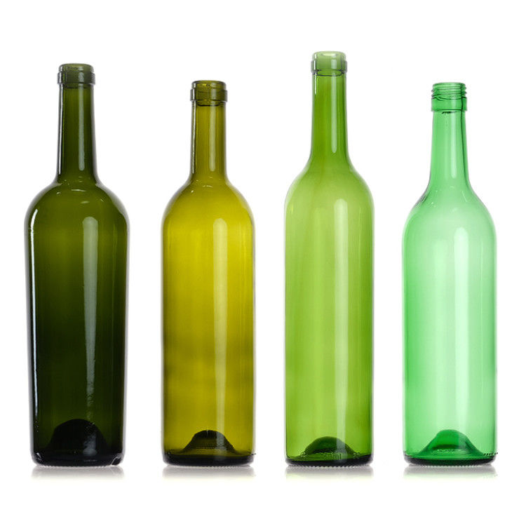 Leeg 750 ml helder Amber Groen Ronde Glas Bordeaux Wijnflessen Met Cork Stopper Deksel