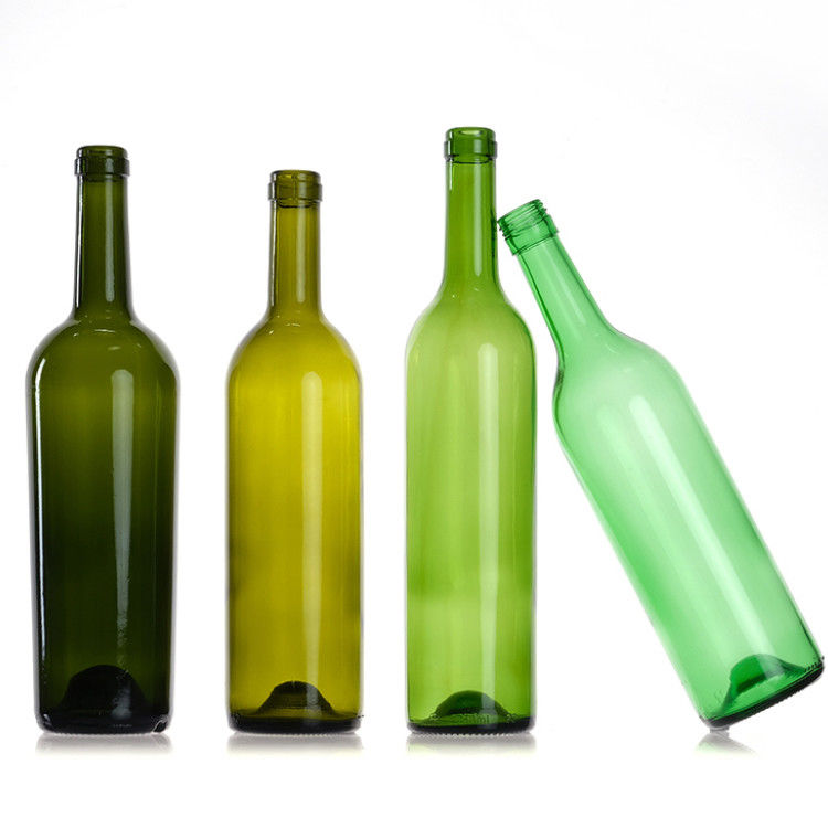 Leeg 750 ml helder Amber Groen Ronde Glas Bordeaux Wijnflessen Met Cork Stopper Deksel