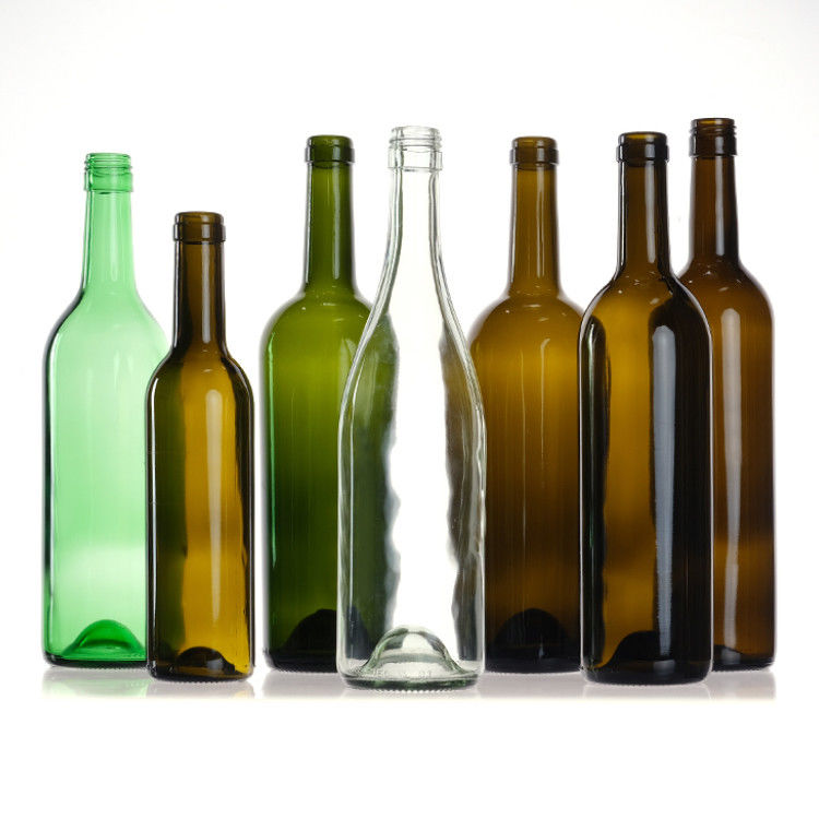 Leeg 750 ml helder Amber Groen Ronde Glas Bordeaux Wijnflessen Met Cork Stopper Deksel
