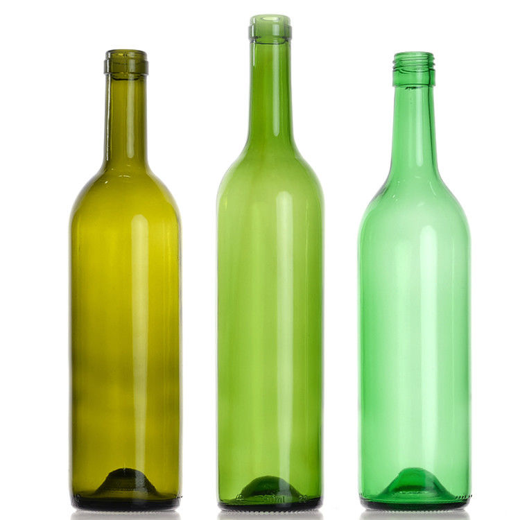 Leeg 750 ml helder Amber Groen Ronde Glas Bordeaux Wijnflessen Met Cork Stopper Deksel
