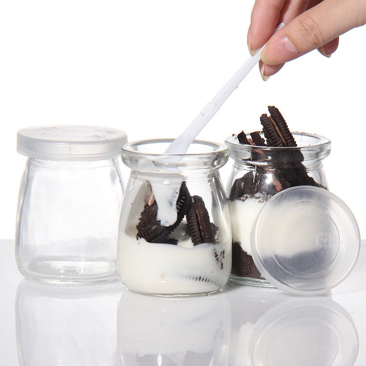 Op maat gemaakte ontwerpen lekbestendige wens gunst glazen flessen snoep drankjes potten voor gebakken mousse